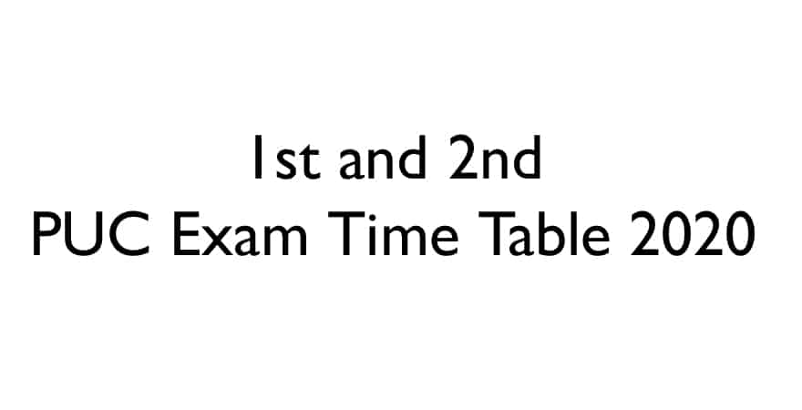 1st puc exam time table 2020